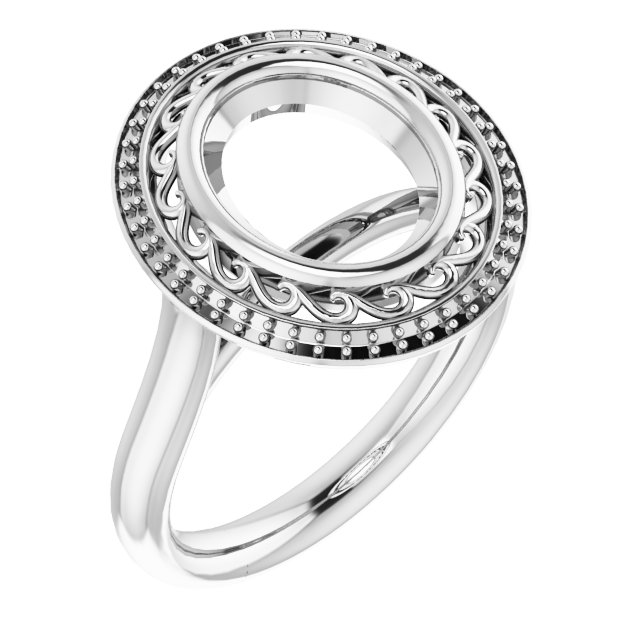 Sculptural Bezel-Set Halo-Style Ring