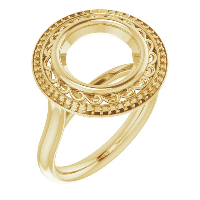 Sculptural Bezel-Set Halo-Style Ring