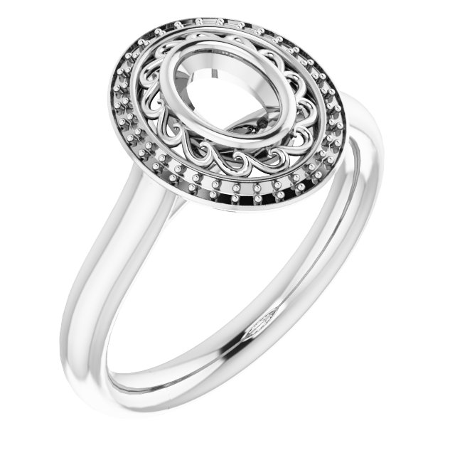 Sculptural Bezel-Set Halo-Style Ring