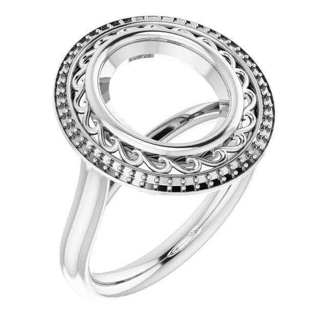 Sculptural Bezel-Set Halo-Style Ring