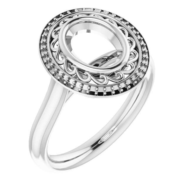 Sculptural Bezel-Set Halo-Style Ring