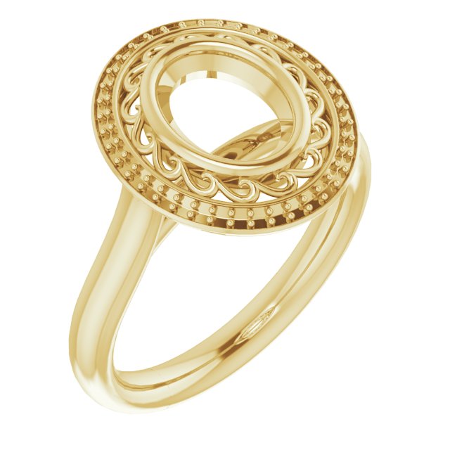 Sculptural Bezel-Set Halo-Style Ring