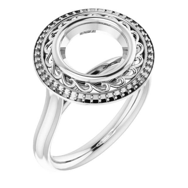 Sculptural Bezel-Set Halo-Style Ring