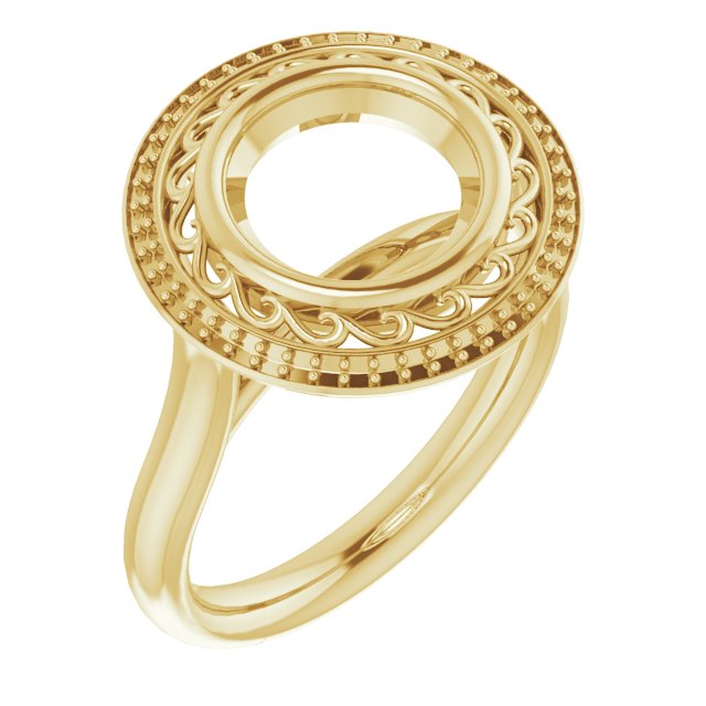 Sculptural Bezel-Set Halo-Style Ring