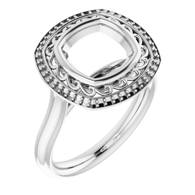 Sculptural Bezel-Set Halo-Style Ring
