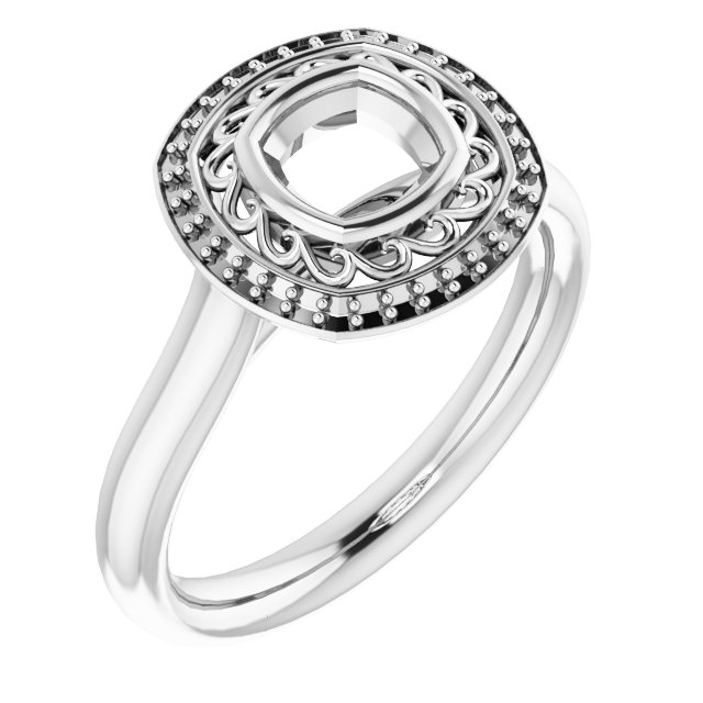 Sculptural Bezel-Set Halo-Style Ring