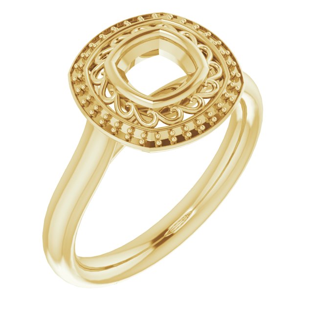 Sculptural Bezel-Set Halo-Style Ring