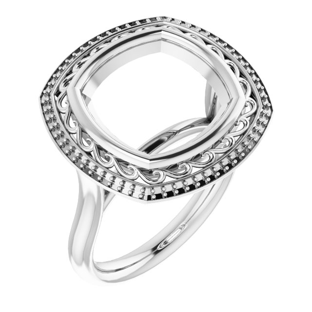Sculptural Bezel-Set Halo-Style Ring