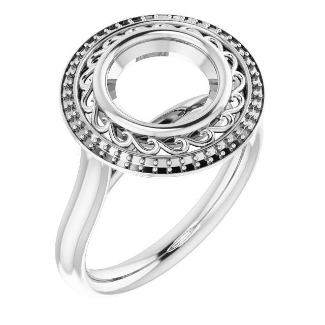 Sculptural Bezel-Set Halo-Style Ring