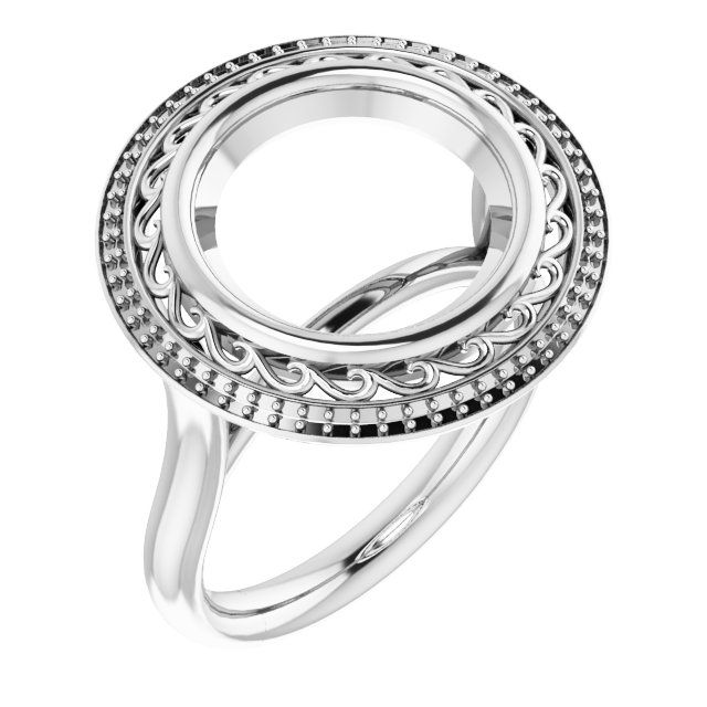 Sculptural Bezel-Set Halo-Style Ring