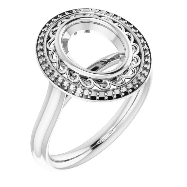 Sculptural Bezel-Set Halo-Style Ring