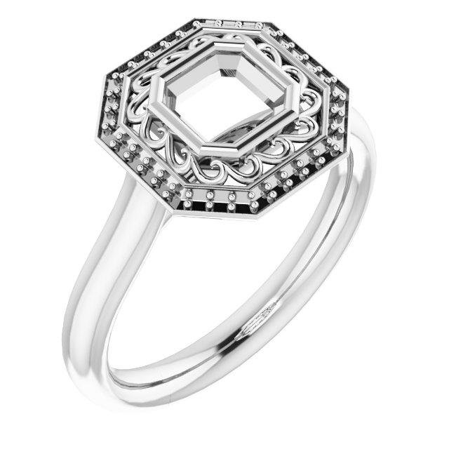 Sculptural Bezel-Set Halo-Style Ring