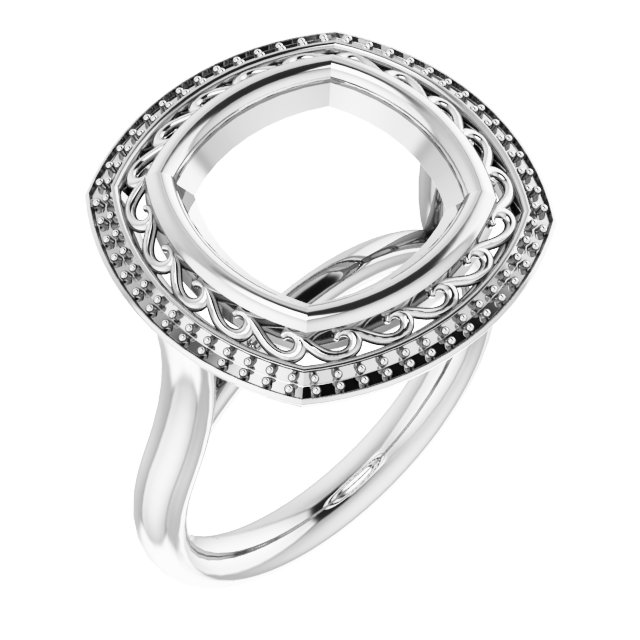 Sculptural Bezel-Set Halo-Style Ring