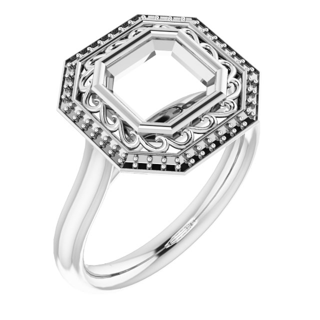 Sculptural Bezel-Set Halo-Style Ring