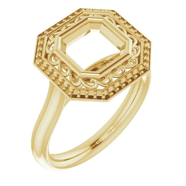 Sculptural Bezel-Set Halo-Style Ring