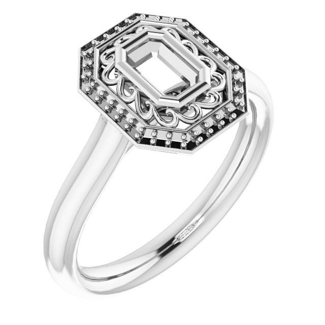 Sculptural Bezel-Set Halo-Style Ring