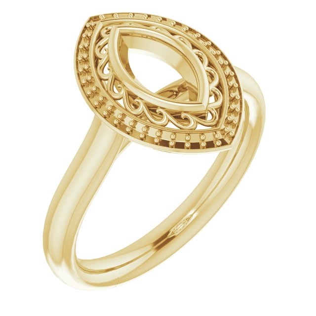 Sculptural Bezel-Set Halo-Style Ring