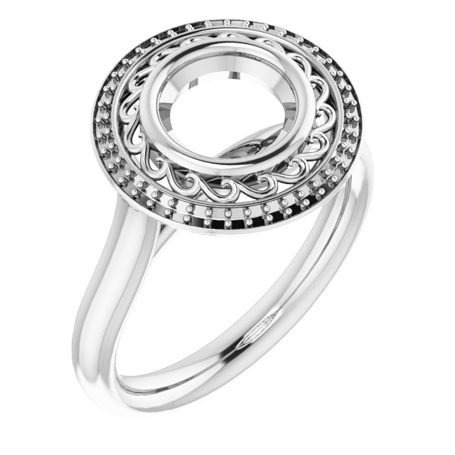 Sculptural Bezel-Set Halo-Style Ring