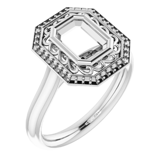 Sculptural Bezel-Set Halo-Style Ring