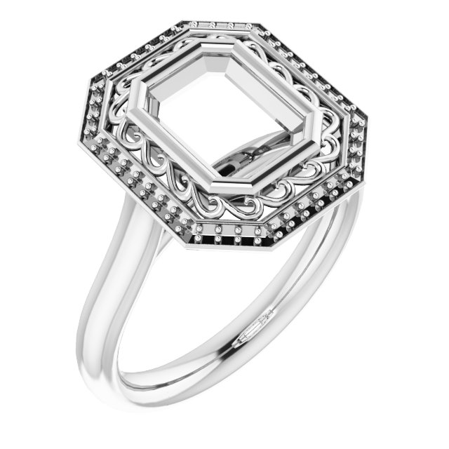 Sculptural Bezel-Set Halo-Style Ring