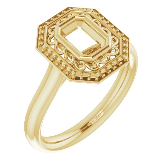 Sculptural Bezel-Set Halo-Style Ring