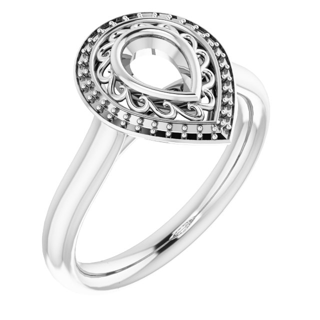 Sculptural Bezel-Set Halo-Style Ring