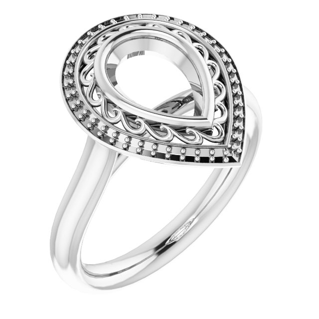 Sculptural Bezel-Set Halo-Style Ring
