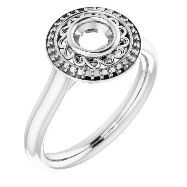 Sculptural Bezel-Set Halo-Style Ring