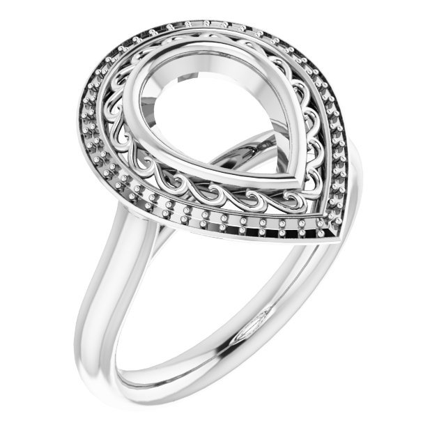 Sculptural Bezel-Set Halo-Style Ring