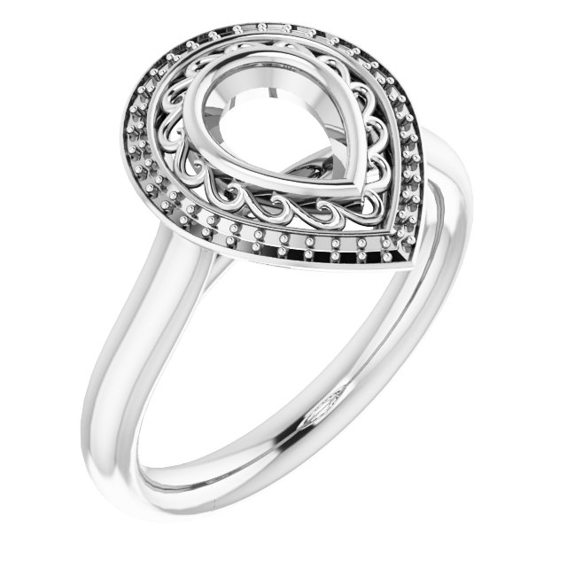 Sculptural Bezel-Set Halo-Style Ring