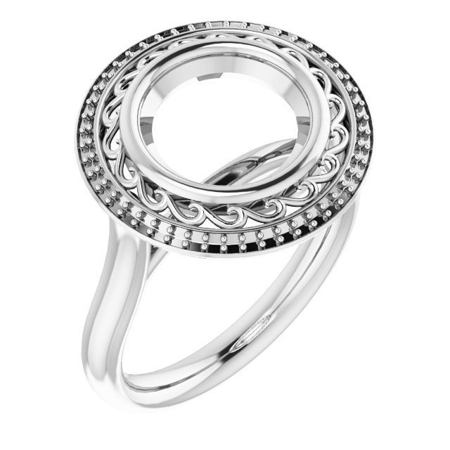 Sculptural Bezel-Set Halo-Style Ring