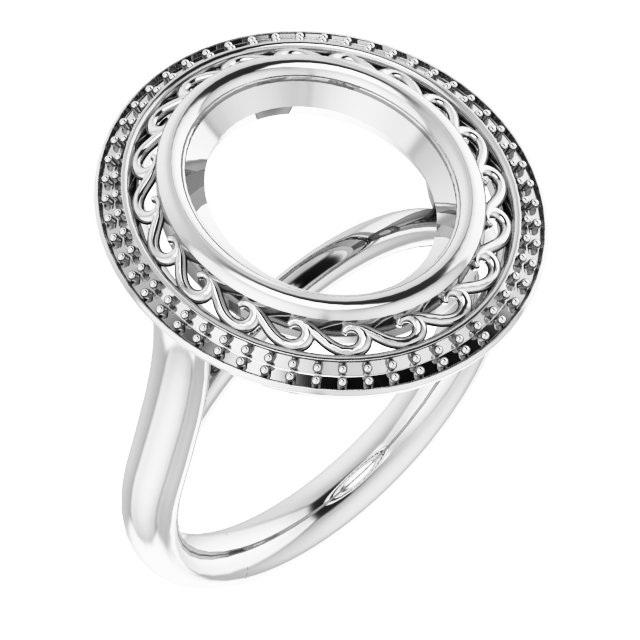 Sculptural Bezel-Set Halo-Style Ring