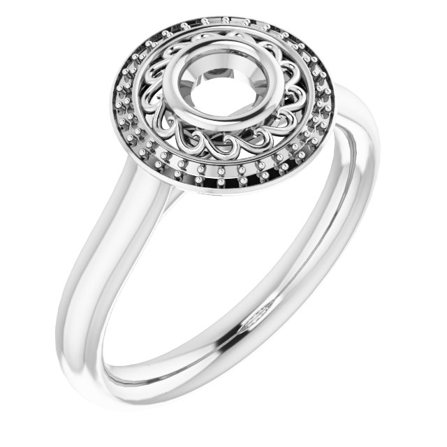 Sculptural Bezel-Set Halo-Style Ring