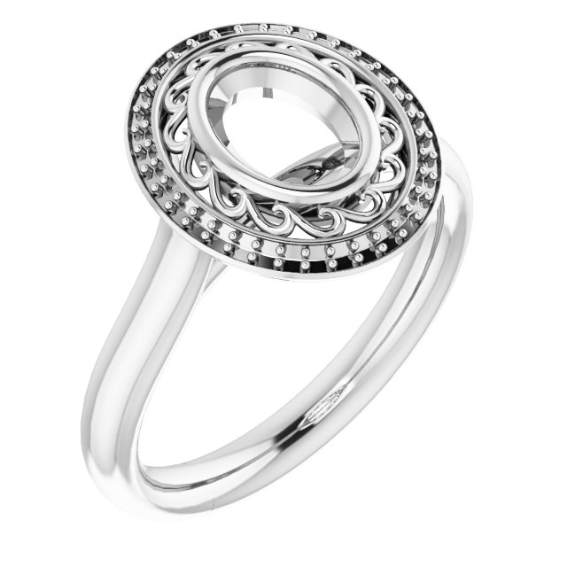 Sculptural Bezel-Set Halo-Style Ring