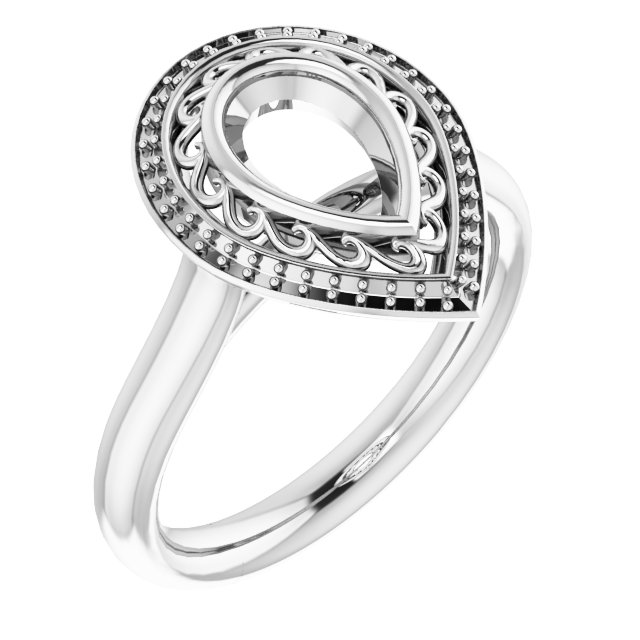 Sculptural Bezel-Set Halo-Style Ring