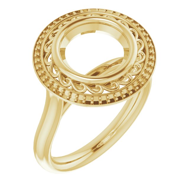 Sculptural Bezel-Set Halo-Style Ring