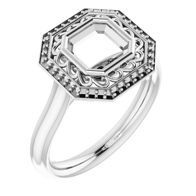 Sculptural Bezel-Set Halo-Style Ring
