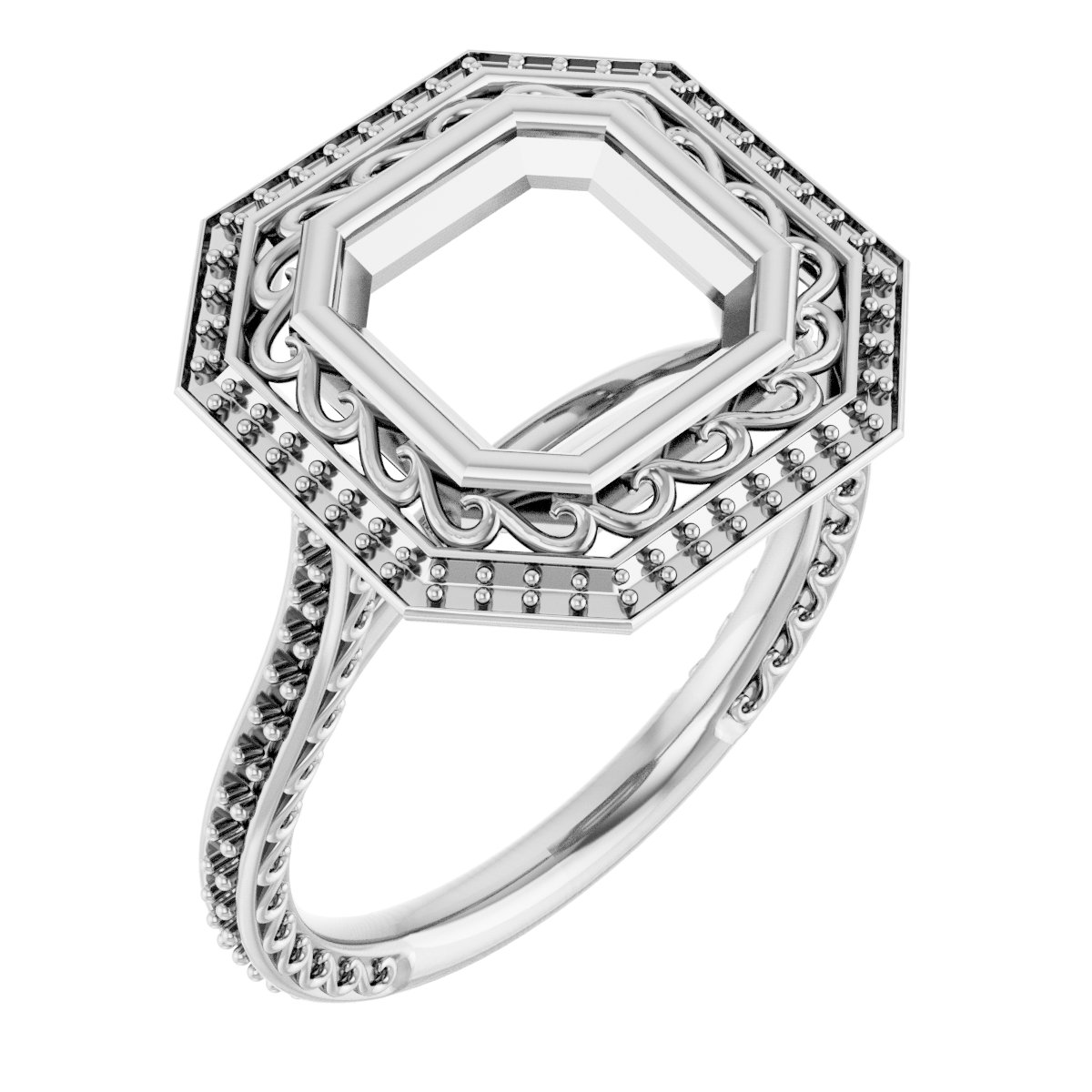 14 K White Gold Halo Engagement Ring