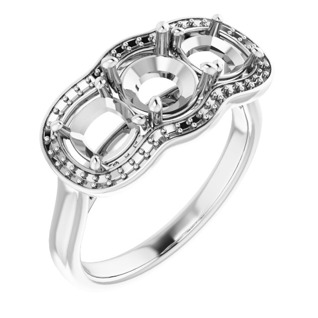 Three-Stone Halo-Style Engagement Ring