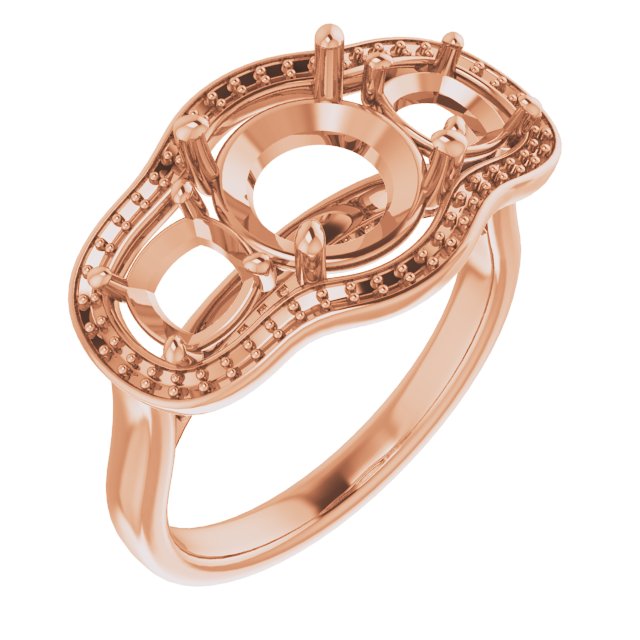 14K Rose Gold  8.8 mm Round Engagement Ring Mounting