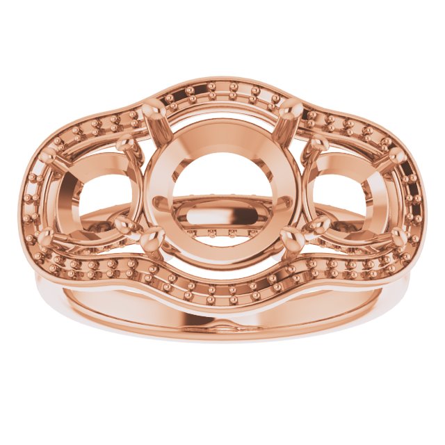 14K Rose Gold  8.8 mm Round Engagement Ring Mounting