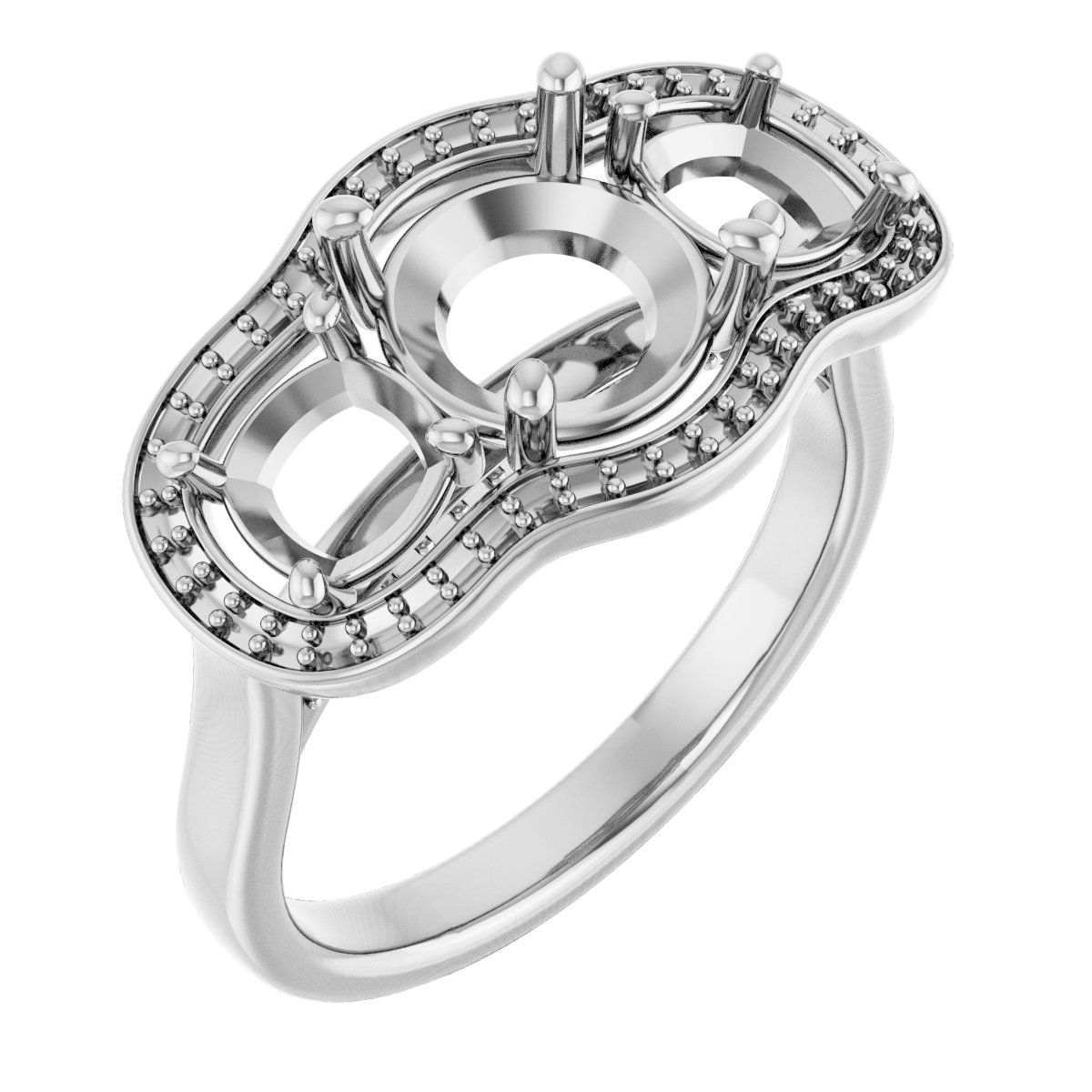 Three-Stone Halo-Style Engagement Ring