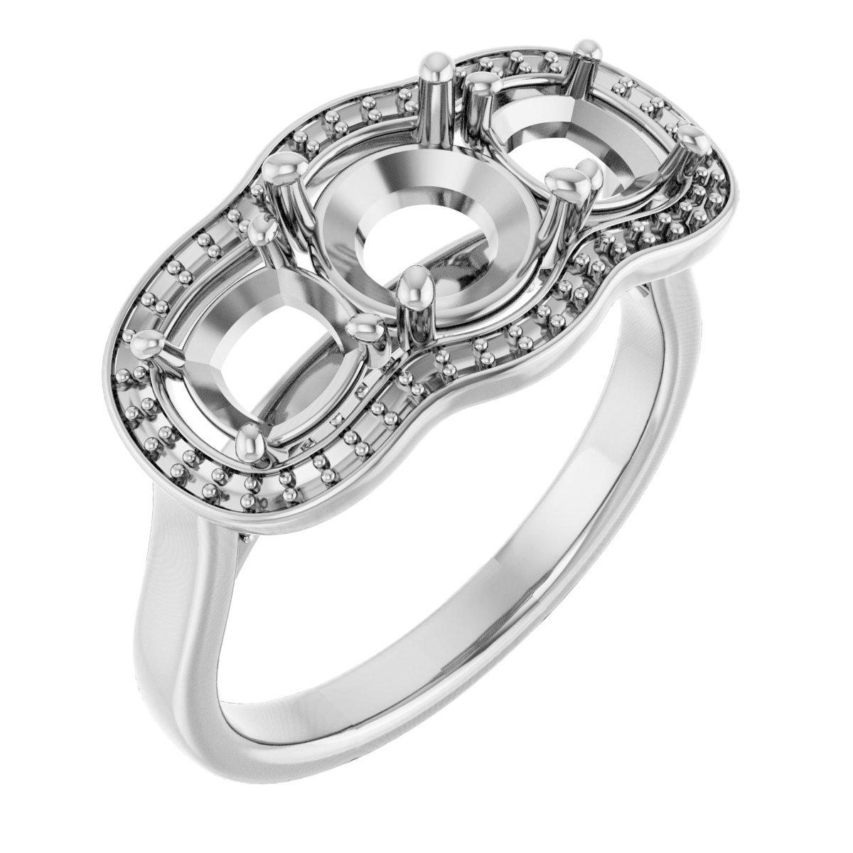 Three-Stone Halo-Style Engagement Ring