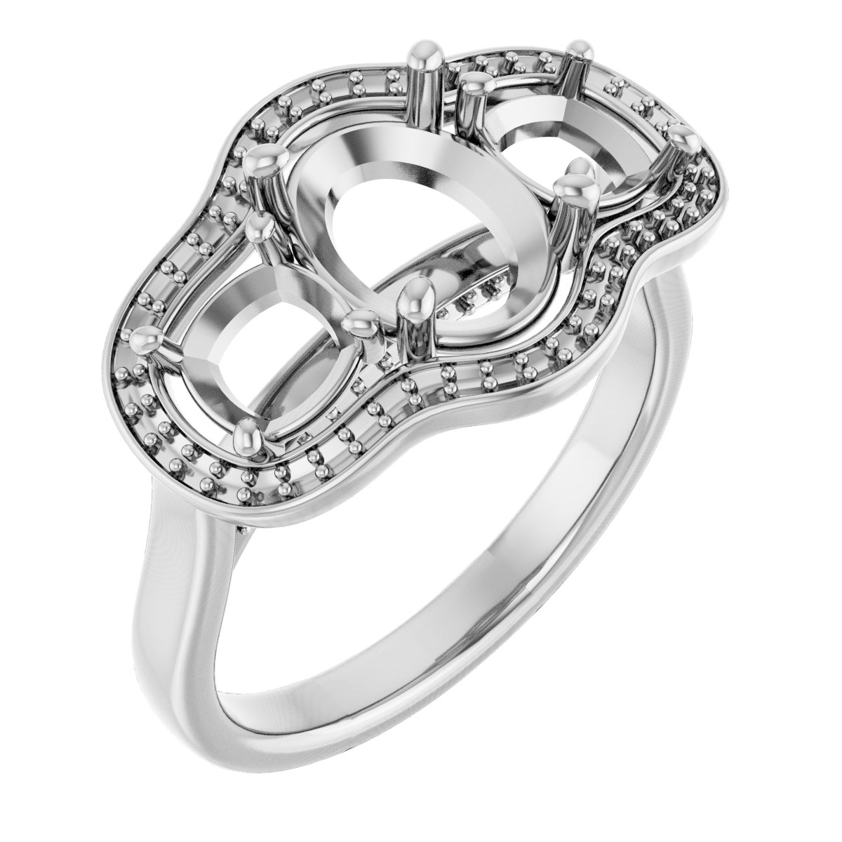 Three-Stone Halo-Style Engagement Ring