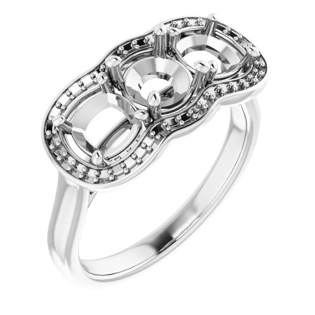 Three-Stone Halo-Style Engagement Ring