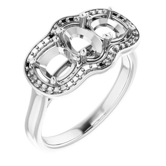 Three-Stone Halo-Style Engagement Ring