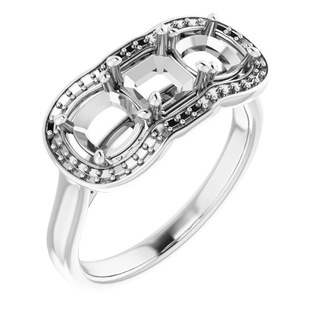 Three-Stone Halo-Style Engagement Ring
