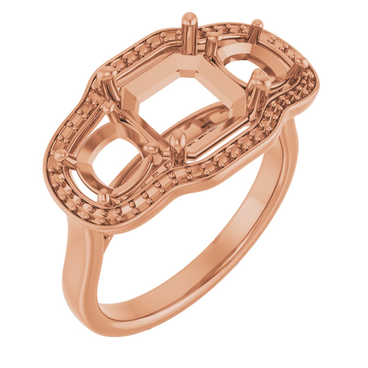 Three-Stone Halo-Style Engagement Ring