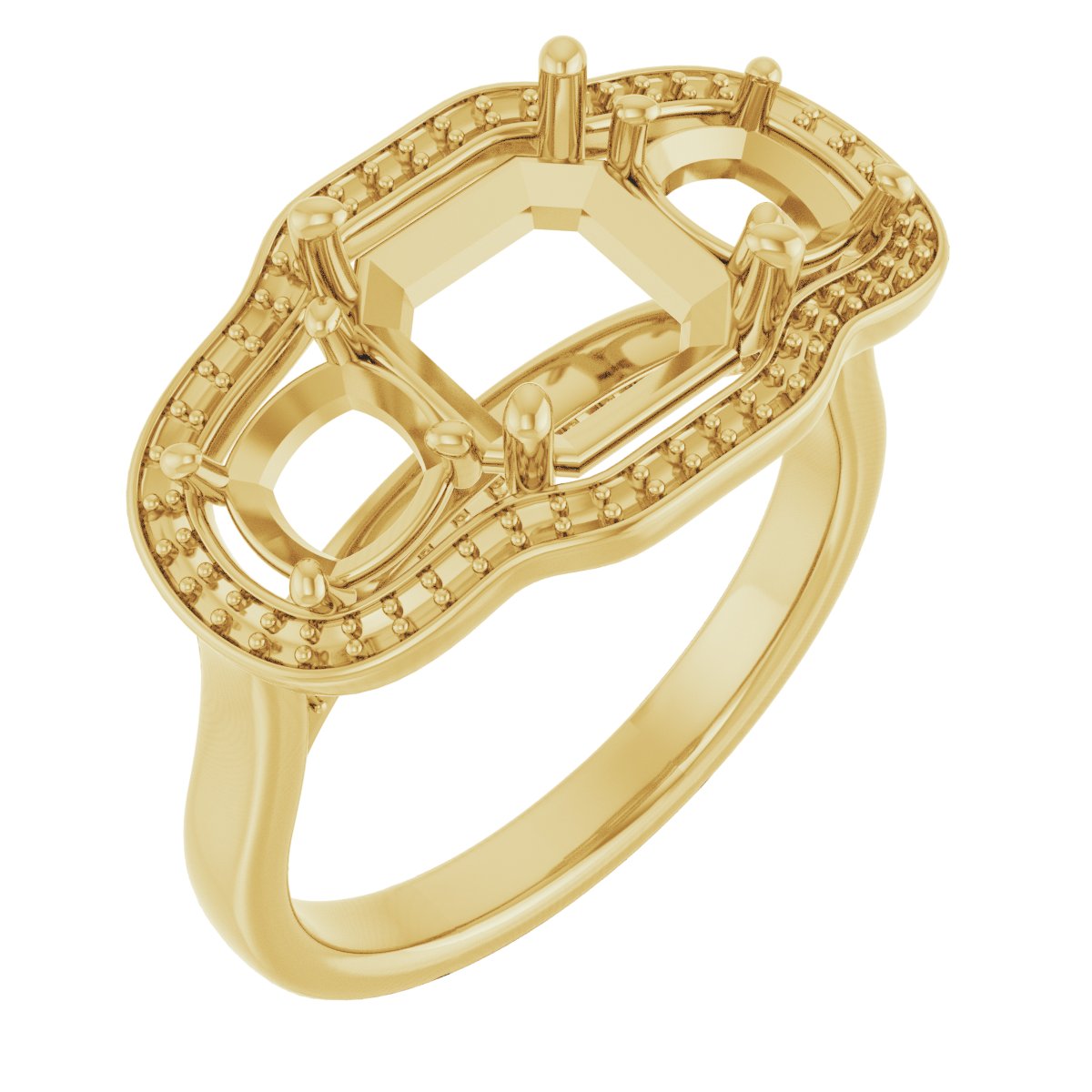 Three-Stone Halo-Style Engagement Ring