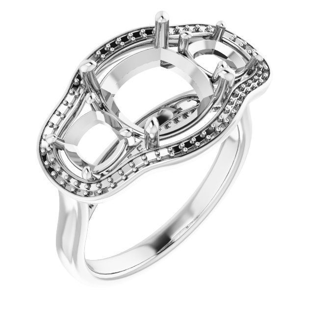Three-Stone Halo-Style Engagement Ring